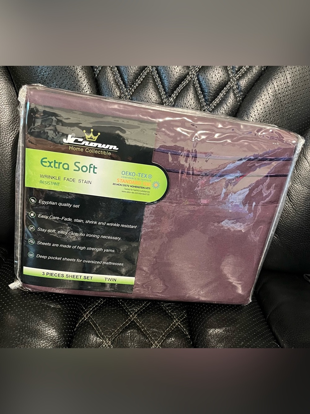 Crown Extra Soft Plum Purple Twin Sheet Set